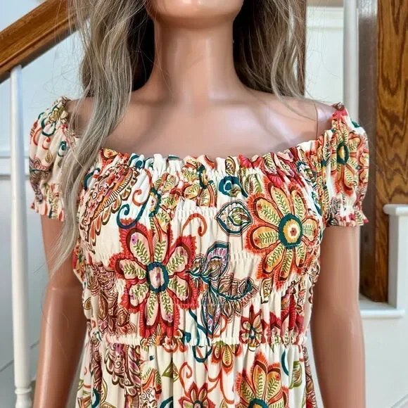 Dressbarn whimsical flower off shoulder dress - Picture 2 of 9